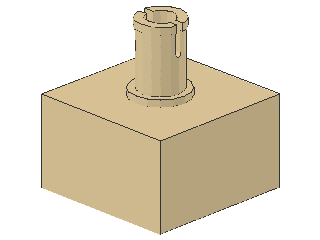 Lego Brick, modified 2 x 2 (4729) no Studs, Pin