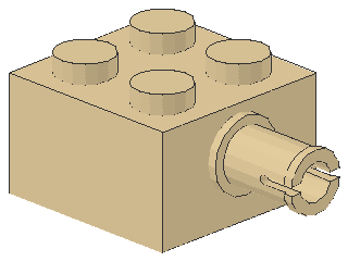 Lego Stein, modifiziert 2 x 2 (4730) mit Pin, ohne Achsloch