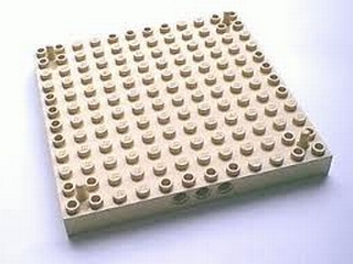Lego Brick, modified 12 x 12 x 1 (47976c01) 3 Pin Holes, Pegs