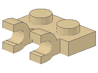 Lego Platte 1 x 2, mit Clips horizontal, dickes U (60470)