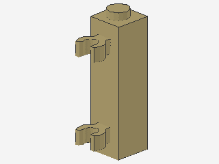 Lego Stein, modifiziert 1 x 1 x 3 (60583a + b) 2 Clips, vertikal