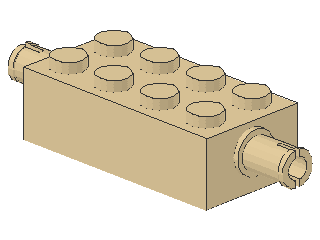 Lego Brick, modified 2 x 4 (6249) with Pins