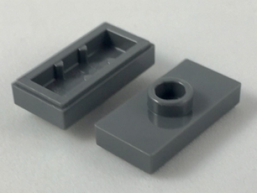 Lego Platte, modifiziert 1 x 2 (15573) dunkel bläulich grau