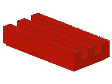 Lego Tile 1 x 2 (2412b) Grille, with Groove, red