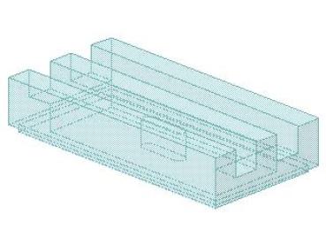 Lego Fliese 1 x 2 (2412b) Gitter, mit Nut, transparent hell blau