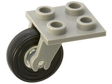 Lego Plate 2 x 2 with Single Wheel (2415c01 light gray