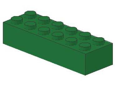 Lego Brick 2 x 6 x 1 (2456) green