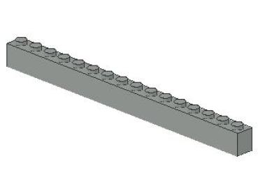 Lego Brick 1 x 16 x 1 (2465) light gray