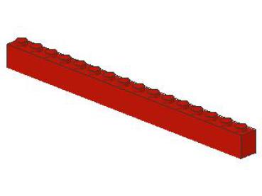 Lego Brick 1 x 16 x 1 (2465) red