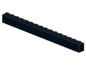 Lego Brick 1 x 16 x 1 (2465) black