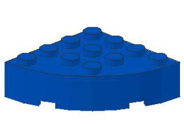 Lego Stein, rund, Ecke 4 x 4 x 1 (2577) blau