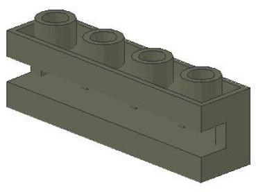 Lego Brick, modified 1 x 4 x 1 (2653) dark gray