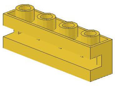 Lego Brick, modified 1 x 4 x 1 (2653) yellow