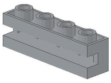 Lego Brick, modified 1 x 4 x 1 (2653) light bluish gray