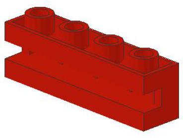 Lego Brick, modified 1 x 4 x 1 (2653) red