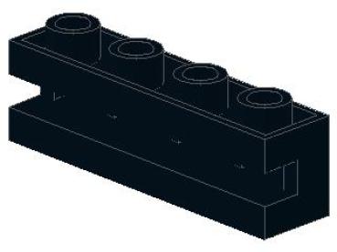 Lego Brick, modified 1 x 4 x 1 (2653) black