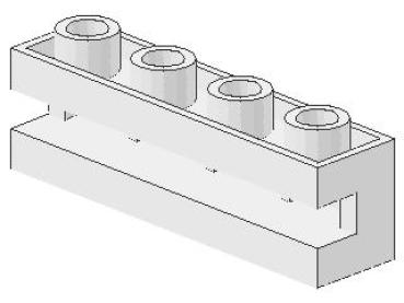 Lego Brick, modified 1 x 4 x 1 (2653) white