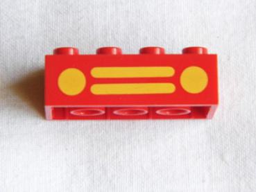 Lego Stein, dekoriert 2 x 4 x 1 (3001p11) rot