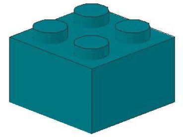 Lego Brick 2 x 2 x 1 (3003) dark turquoise