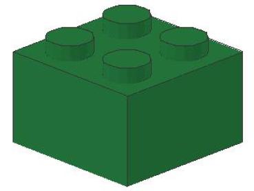 Lego Brick 2 x 2 x 1 (3003) green