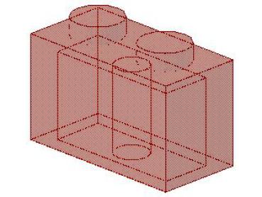 lego Stein 1 x 2 x 1 (3004) transparent rot