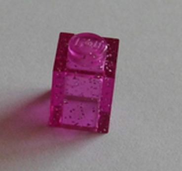 Lego Brick 1 x 1 x 1 (3005) Glitter transparent dark pink