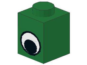 Lego Brick, decorated 1 x 1 x 1 (3005pe1) green