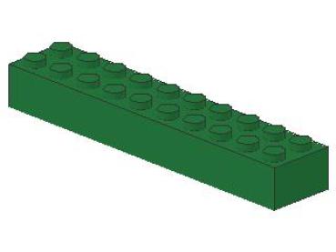 Lego Brick 2 x 10 x 1 (3006) green