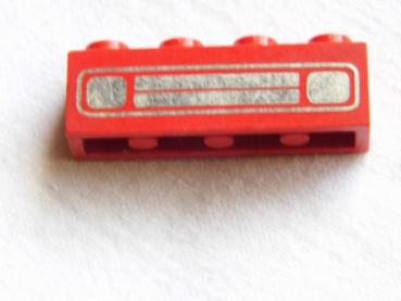 Lego Brick, decorated 1 x 4 x 1 (3010pb035s) red