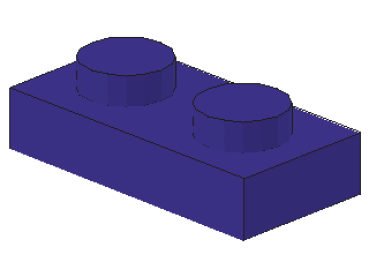 Lego Plate 1 x 2 (3023) dark purple