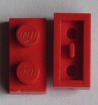 Lego Platte 1 x 2, alter Stil, rot