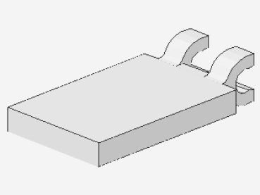 Lego Fliese 2 x 3 (30350c) mit 2 U-Clips, weiss