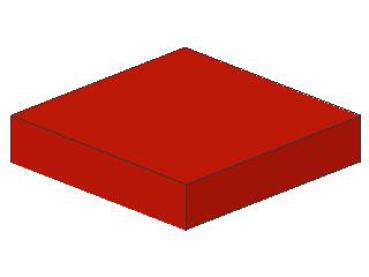 Lego Tile 2 x 2 (3068a) without Groove, red