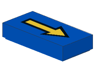 Lego Fliese 1 x 2, dekoriert (3069bp06) blau