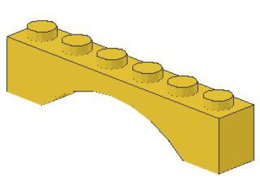 Lego Brick, Arch 1 x 6 x 1 (3455) yellow