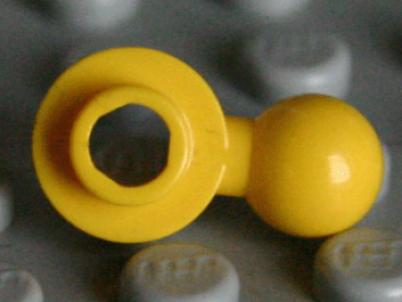 Lego Platte 1 x 1, rund, mit Kugel und Hexagonloch (3614b) gelb