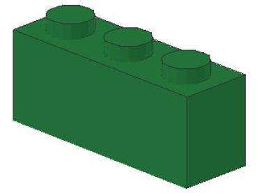 Lego Brick 1 x 3 x 1 (3622) green