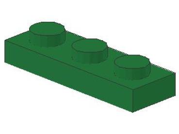 Lego Platte 1 x 3 (3623) grün