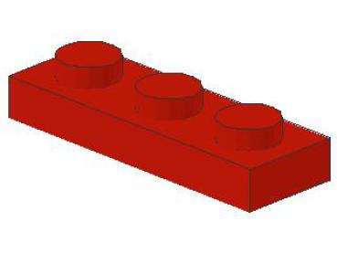 Lego Platte 1 x 3 (3623) rot