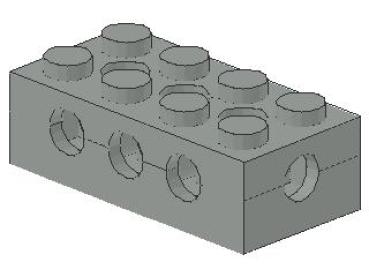 Lego Stein, modifiziert 2 x 4 x 1 (3709c) hell grau