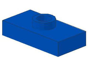Lego Plate, modified 1 x 2 (3794a) blue