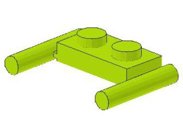 Lego Plate 1 x 2 (3839b) with Handles, lime