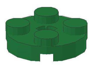 Lego Platte 2 x 2, rund (4032b) mit x-Achsloch, grün