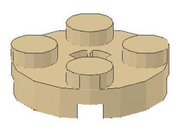 Lego Platte 2 x 2, rund (4032b) mit x-Achsloch, tan