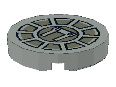 Lego Tile 2 x 2, round, decorated (4150px19) light gray