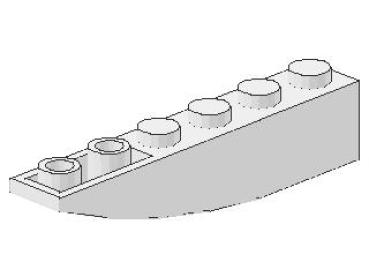Lego Schrägstein, geschwungen 6 x 1 x 1 (42023) weiß