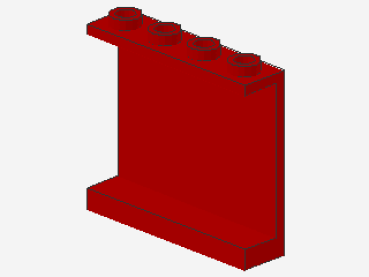 Lego Paneel 1 x 4 x 3 (4215b) hohle Studs, rot