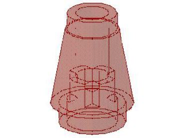 Lego Cone 1 x 1 (4589b) transparent red