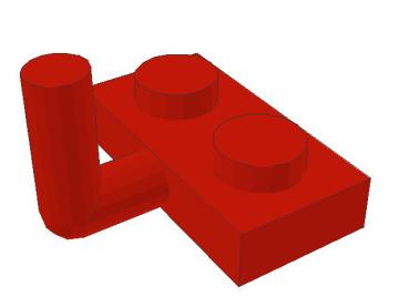 Lego Plate, modified 1 x 2 (4623a) red