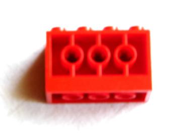 Lego Brick, modified 2 x 4 x 2 (6061b) red